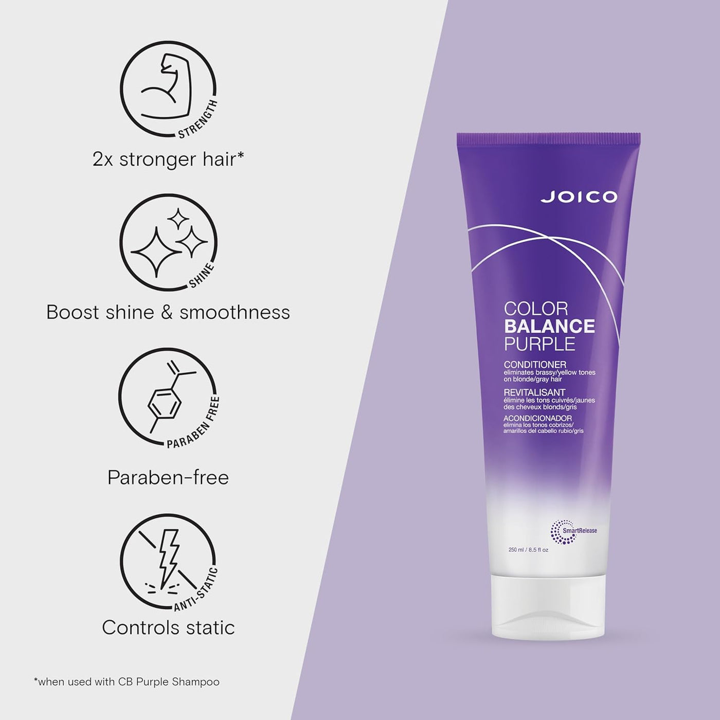 Joico Color Balance Purple Shampoo and Conditioner for Blonde Hair, Protection for Colour Treated Hair, Moisturizes & Shields Damaged Hair, with Keratin and Green Tea Extract