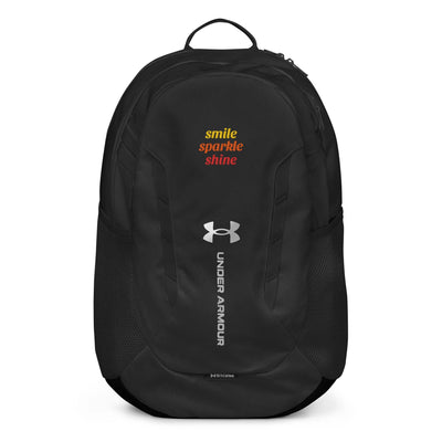 Black Under Armour® Backpack with water-resistant fabric, laptop sleeve, and balanced straps for comfort.