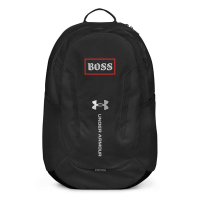 Black Under Armour® backpack with water-resistant fabric, laptop sleeve, and balanced strap system for comfort.