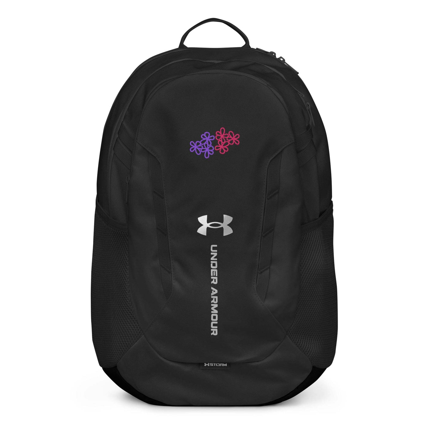 Black Under Armour® Backpack with water-resistant fabric, soft-lined laptop sleeve, expandable storage, and balanced straps for comfort.