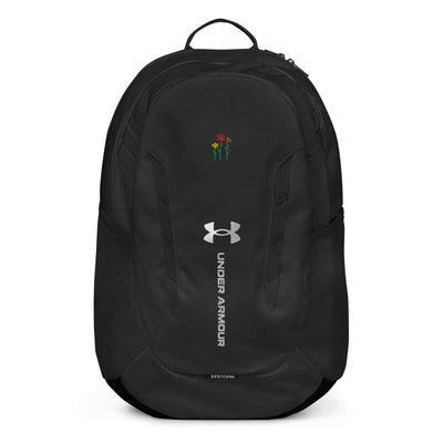 Black Under Armour® Backpack with water-resistant fabric, laptop sleeve, expandable storage, and balanced straps for comfort