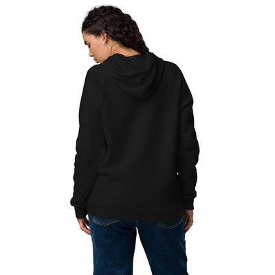 Back view of a woman wearing a black Under Armour fleece hoodie with a relaxed fit.