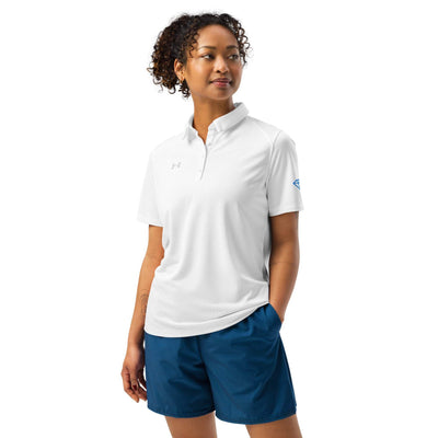 Under Armour women's breathable white polo shirt with anti-odor fabric and relaxed fit
