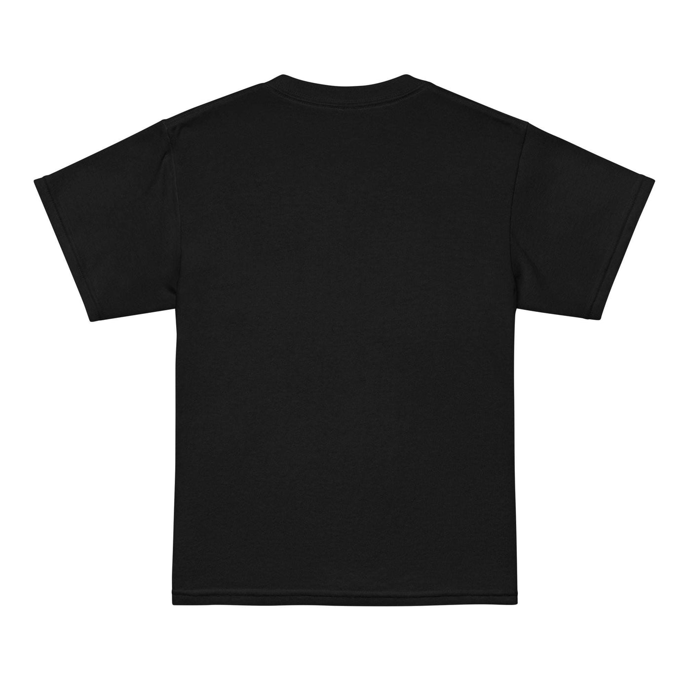 Back view of a black youth t-shirt with modern classic fit and short sleeves.